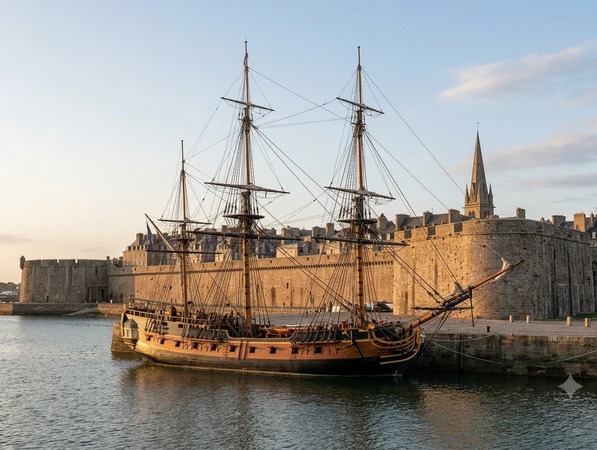 Étoile du Roy frégate corsaire amarrée au quai Duguay-Trouin à Saint-Malo